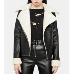 Dolls Kill Widow Dope Nation Shearling Moto Jacket